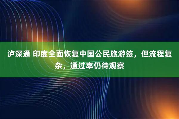 泸深通 印度全面恢复中国公民旅游签，但流程复杂，通过率仍待观察